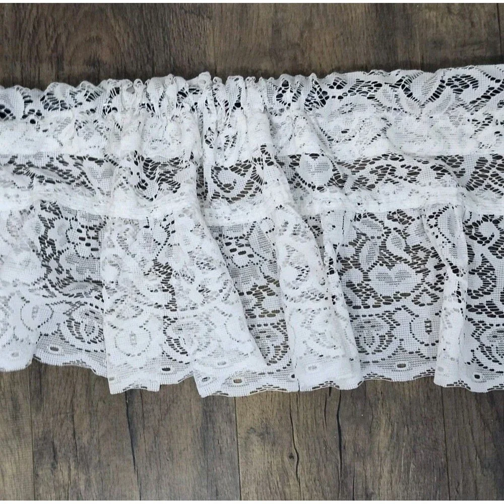 Vintage LACE VALANCE 15x54 White Cottagecore Country Decor
